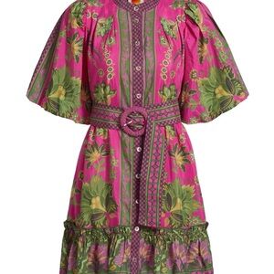 FARM Rio Vibrant Pink and Green Mini Dress